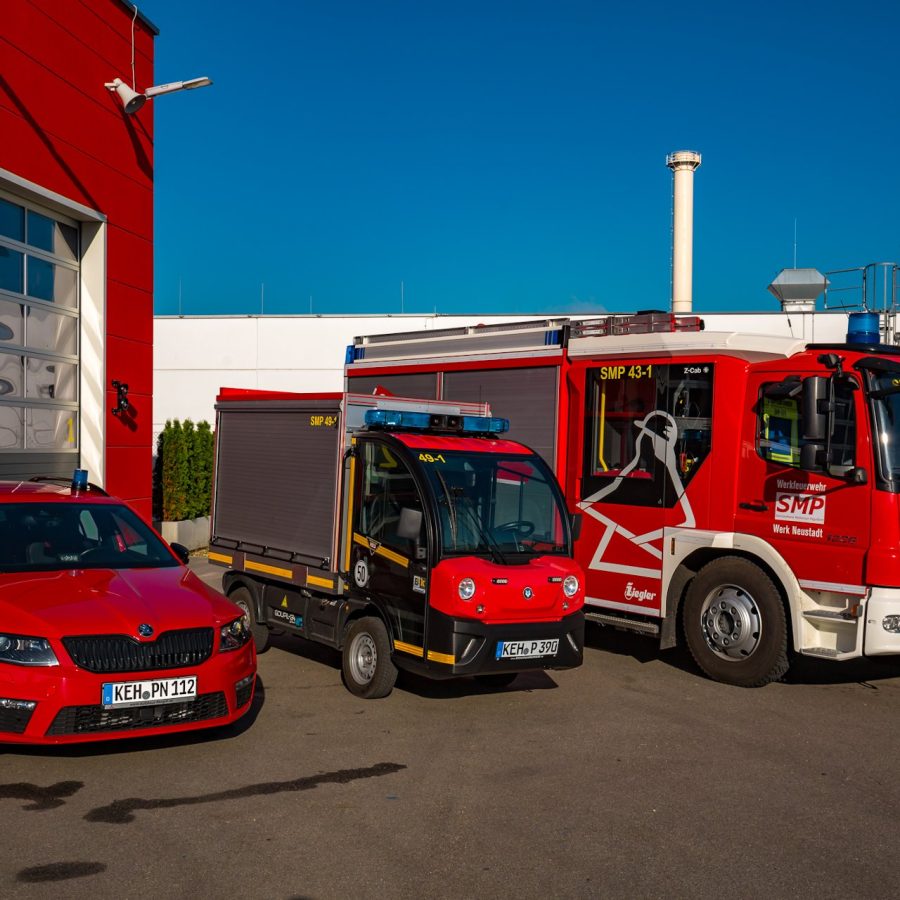 Foto: Goupil G4 als Einsatzfahrzeug bei der SMP-Werksfeuerwehr in Neustadt